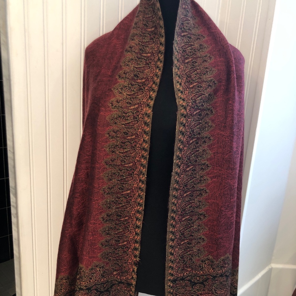 Wine Pashmina Shawl Scarf